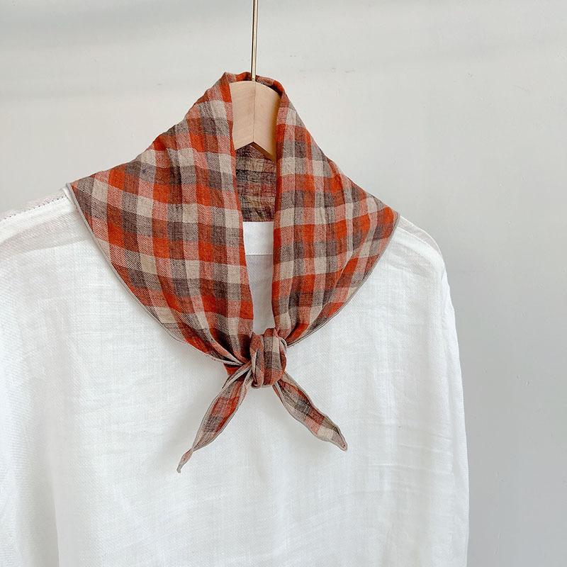 Clearance Welfare Retro Linen Square Scarf Literary And Versatile Women'S Summer Neck Protection Cotton And Linen Small Silk Scarf Scarf Printed Model