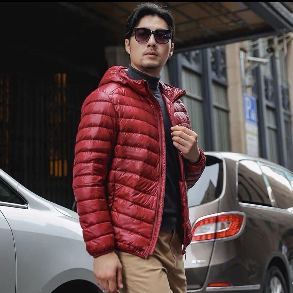 Fall and Winter Down  Men's Short Light Section Business Trend Trend Hooded Thickened Jacket Plus Size