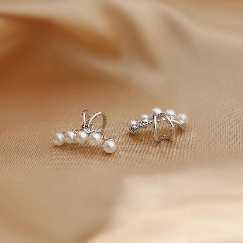 Pearl Ear Bone Clip Ear Pinch Ear Pinch Without Ear Piercing for Women Cold Style Niche Elegant Lateral Ear Bone Ear Ring
