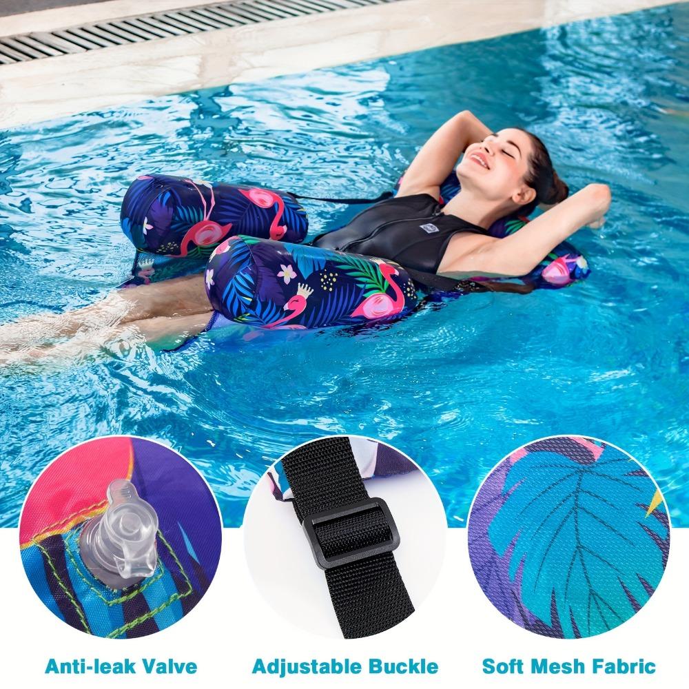 1pc Pool Chair Floating, Inflatable Floating Pool Chair, Summer Lounge Chair, Pool Floating Hammock for Swimming Pool Beach