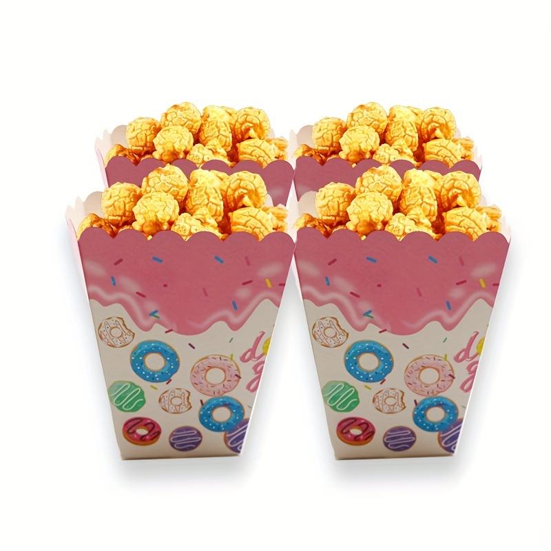 12PCS Donut Popcorn Box Sweet Theme Candy Cookie Box for Kids Birthday Party Supplies