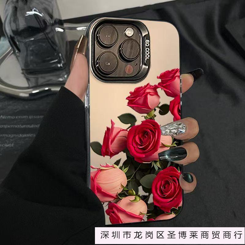Большая красная роза Чехол для мобильного телефона Apple 16promax подходит для iPhone15/14/13 ультратонкий цветной серебристый 12xr16.