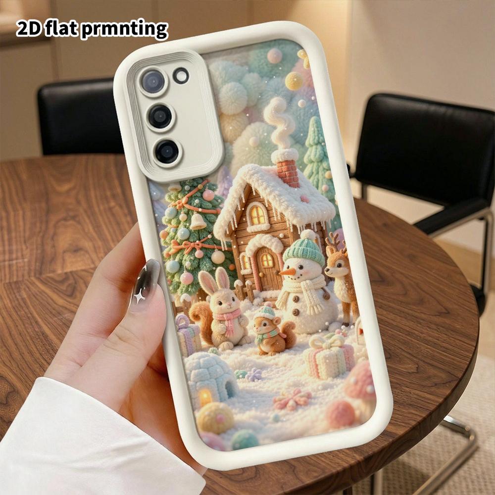 Phone case: 2D flat, suitable for Samsung Galaxy A34 A35 M05 M06 S20 S22 S21 FE Plus 5G protective cases, Christmas winter cabin, perfect holiday gift