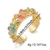 Vintage Colorful Flower Enamel Open Ring for Women Creative Red Rhinestone Finger Rings Exquisite Charms Party Jewelry Gifts