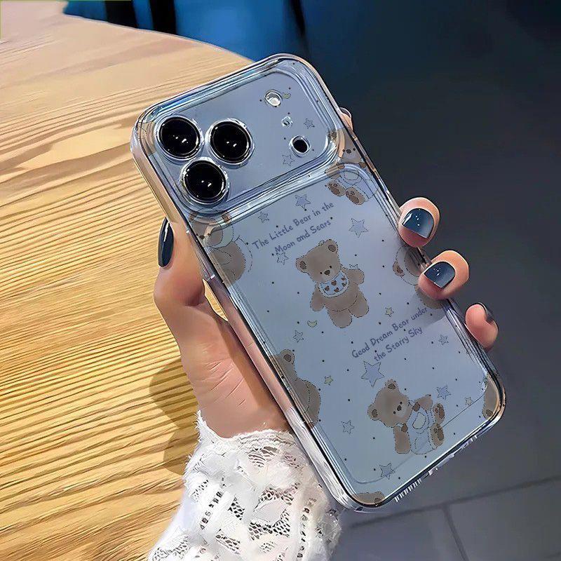 Чехол Goodnight Bear Мягкий Прозрачный для Apple iPhone 14, 15, 16, 17 Pro Max с Точным Отверстием
