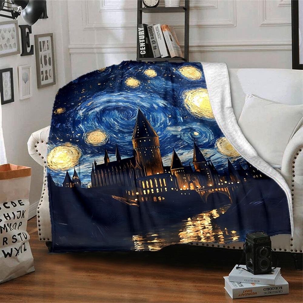 1pc Starry Night Blanket Warm, Cozy, And Soft, Suitable for Sofas, Beds, Cars, And Office Use.Perfect for Camping And Travel, Making It a Great Gift f