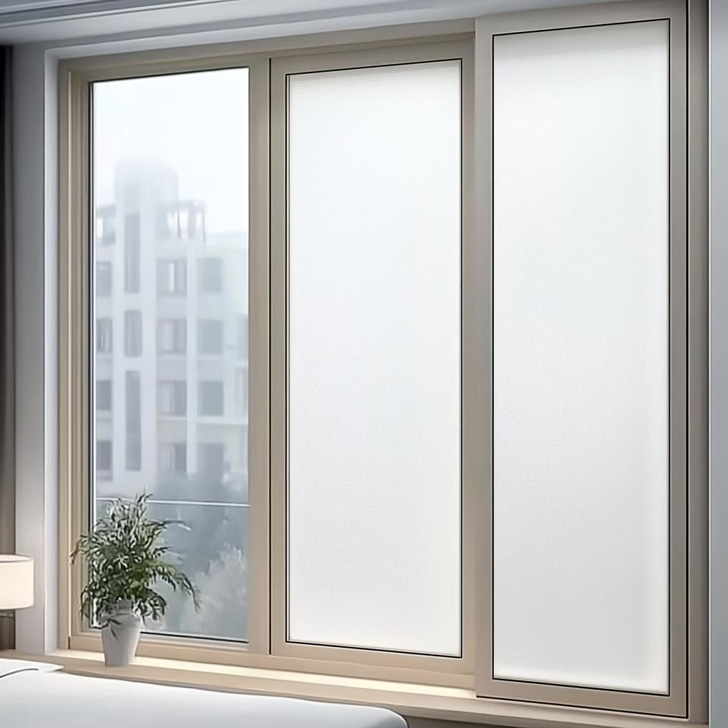 Один рулон, Конфиденциальная оконная наклейка - Офис, Ванная комната и Дом Матовая стеклянная пленка - Полупрозрачная и Непрозрачная - Статическое прилипание - Блокирует подглядывания и блики