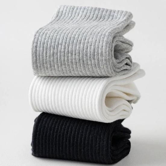 5 Pairs Cotton Crew Socks Stretchy Casual Calf Socks Ribbed