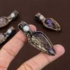 Natural Russian Charoite, Moonstone Gemstone Copper Wire Wrap Pendant 2.36" T8h10
