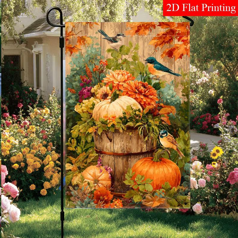 2D Flat - 2D Flat - 2D Printing, 2D Flat Pumpkin And Gourd Thanksgiving Welcome Garden Flag 1 (7) Outdoor Garden Flag Double-Sided Home Decoration Co
