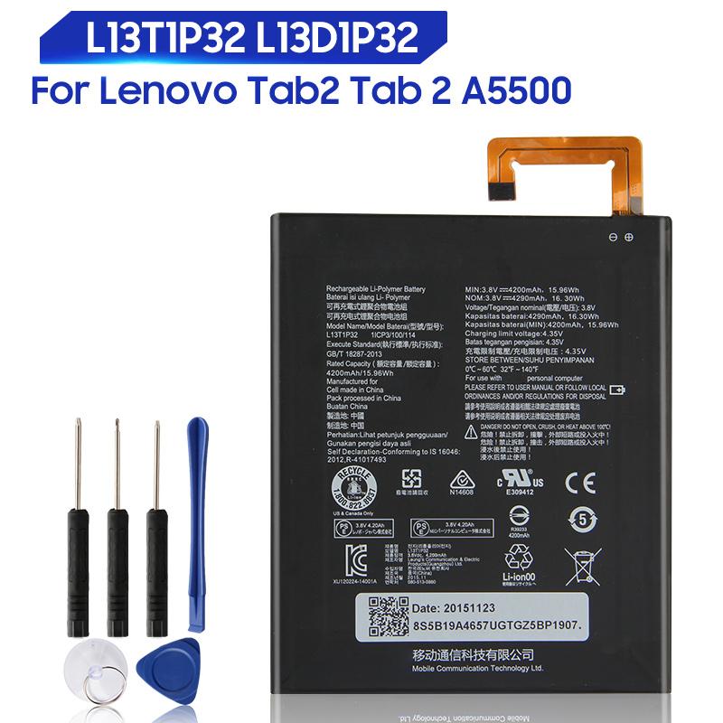 Сменный аккумулятор для Lenovo Tab2 Tab 2 A5500 S8-50F/L A8-50F/LC L13D1P32 L13T1P32, оригинальный аккумулятор для планшета, 4290 мАч