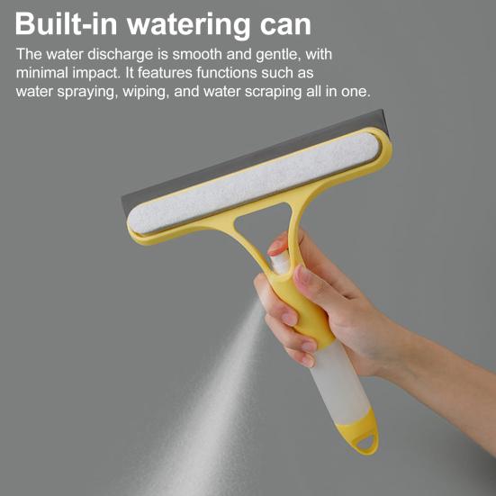 2Pcs 3-in-1 Window Cleaning Scraper with Sprayer Ergonomic Handle Built-in Spray Bottle Cleaning Brush Glass Cleaner Tool