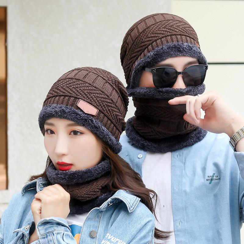 Windproof Winter Wool Hat with Hooded Scarf, Earflap Knit Cap, and Warm Masks for Men and Women
