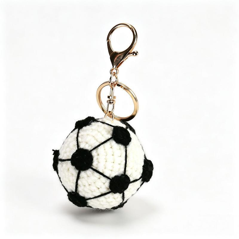 Crochet Ball Key Chain Boy Friends Gift Creative Woven Tennis Football Pendant Cute Knitted Ball Key Ring Sport Balls Series