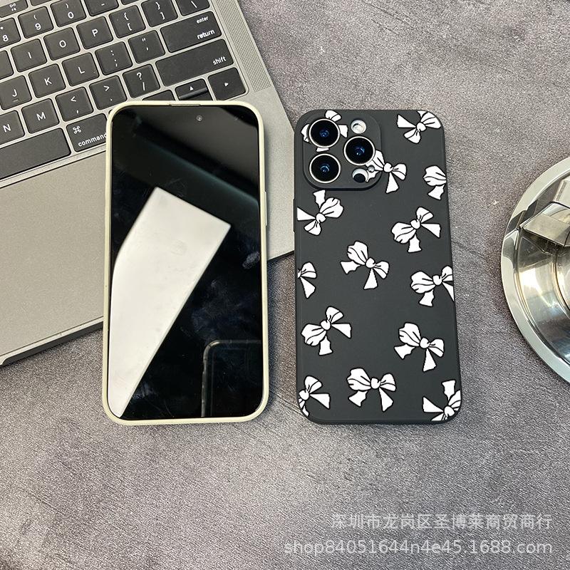 Чехол для мобильного телефона iPhone15 с бантом 14PROMAX полноразмерный 13/11 противоударный 16/15 защитный чехол 17
