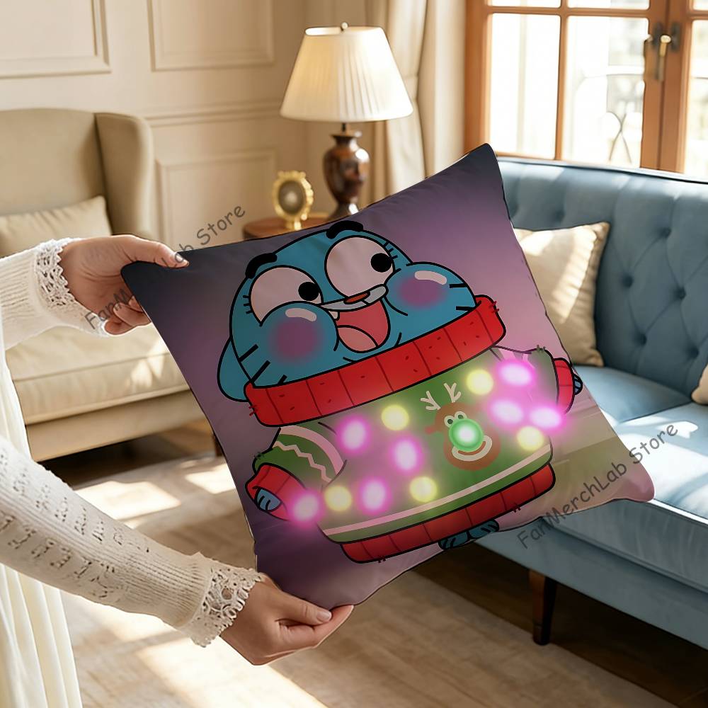 GGumballS Cartoon Watterson Pillow Covers Cartoon Sofa Decorative Home Doublesided Printing Short Plush Cute Cushion Cover