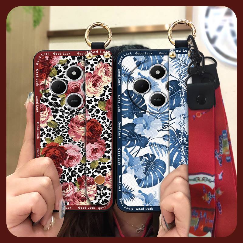 Waterproof Elderly lady Phone Case For Redmi A4 5G For Mom Wrist Strap Silicone Protective Soft case Phone Holder Ring