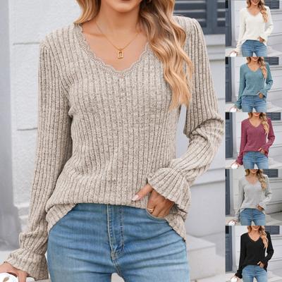 Женские рубашки с длинным рукавом, кружевные топы, деловая повседневная осенняя модная одежда, трикотажные блузки