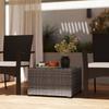 62 X 62cm Glass Top Rattan Side Table Dark Grey