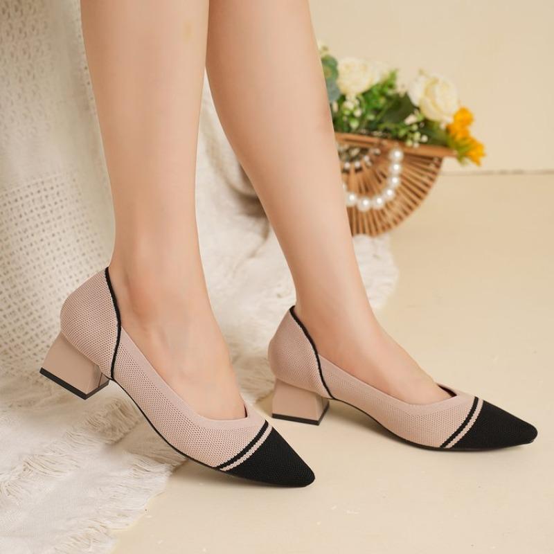 Women Shoes Fashion Multi-color Pointed High Heels Soft Knit Breathable Latex Sweat Absorbing Insole Non Slip Rubber Sole New 23