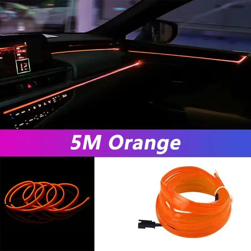 5M Светодиодная лента для салона автомобиля EL Провод Неоновая подсветка салона USB Гибкая декорация Сделай сам Автомобильная лампа для создания атмосферы вечеринки Диод
