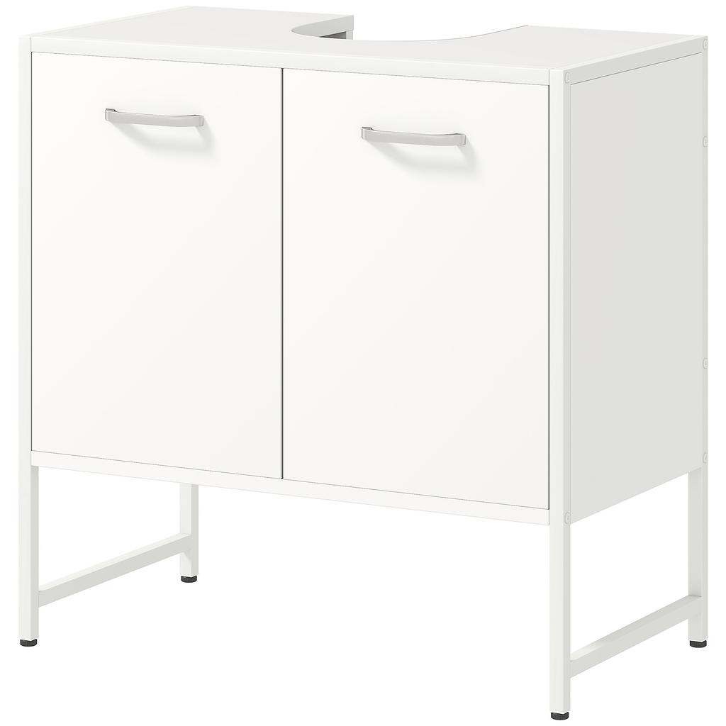 Bathroom Vanity Unit, Under Sink Storage Cabinet with Soft-Close Doors for Basin without or with Pedestal, White