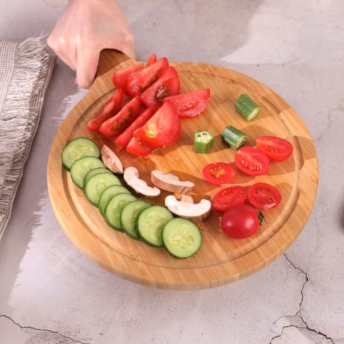 Takemi Shoji Yoshiki Kobo (YOSHIKI) Bamboo Cutting Board, Pizza Cutting Board, Round Pizza Board, Pizza Plate, Bread Cutting Board, Natural Color, YK-