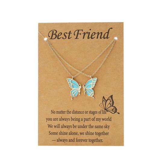 2Pcs/Set Friendship Necklace Meaningful Bright Luster All Match Adjustable Extension Chain Decoration Gift Best
