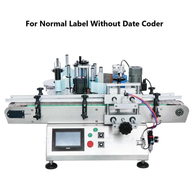 ZONESUN Double Sides Label Sticker Liquid Soap Automatic Round Water Bottle Labeling Machines With Printer ZS-TB500