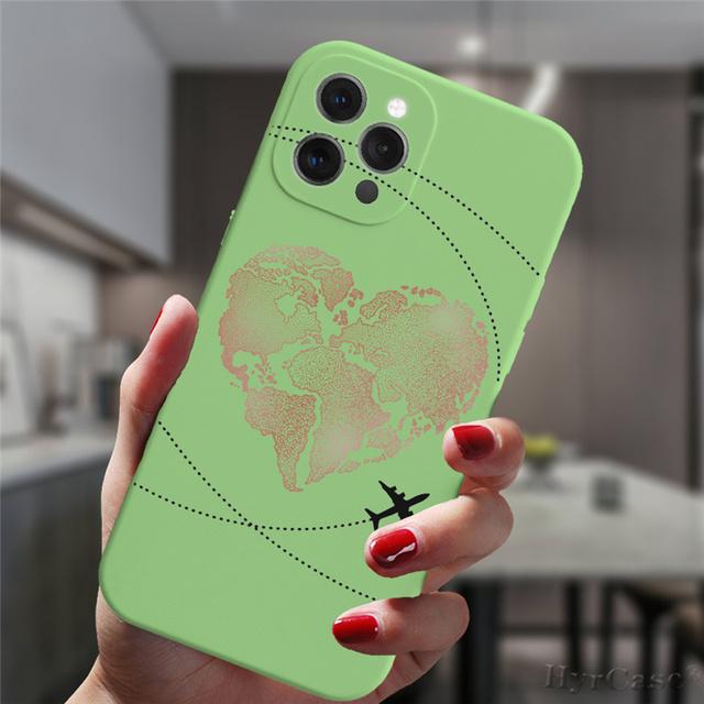 Для Iphone 13 12 11 14 Pro Max 14plus 13mini Чехол Модный Роскошный Популярный Самолеты Карта Мира Путешествия Конфеты Силиконовый Чехол