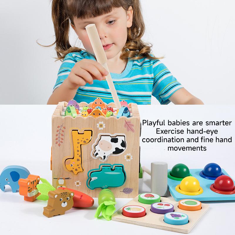 8 в 1 Монтессори-коробка с постоянством, деревянная головоломка в форме морковки, развивающая игрушечный набор для детей, игра на сопоставление, сенсорная игрушка для раннего обучения