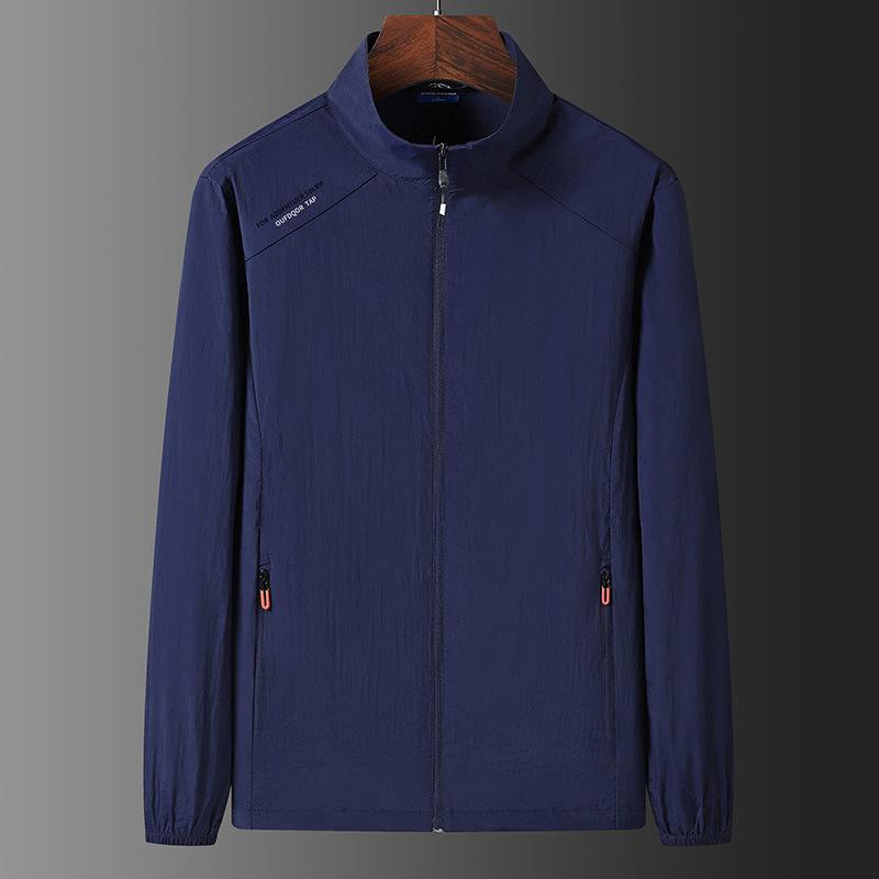 Солнцезащитная одежда мужская летняя повседневная тонкая секция дышащая ледяная шелковая кожа пальто открытый воротник солнцезащитная одежда однотонные топы