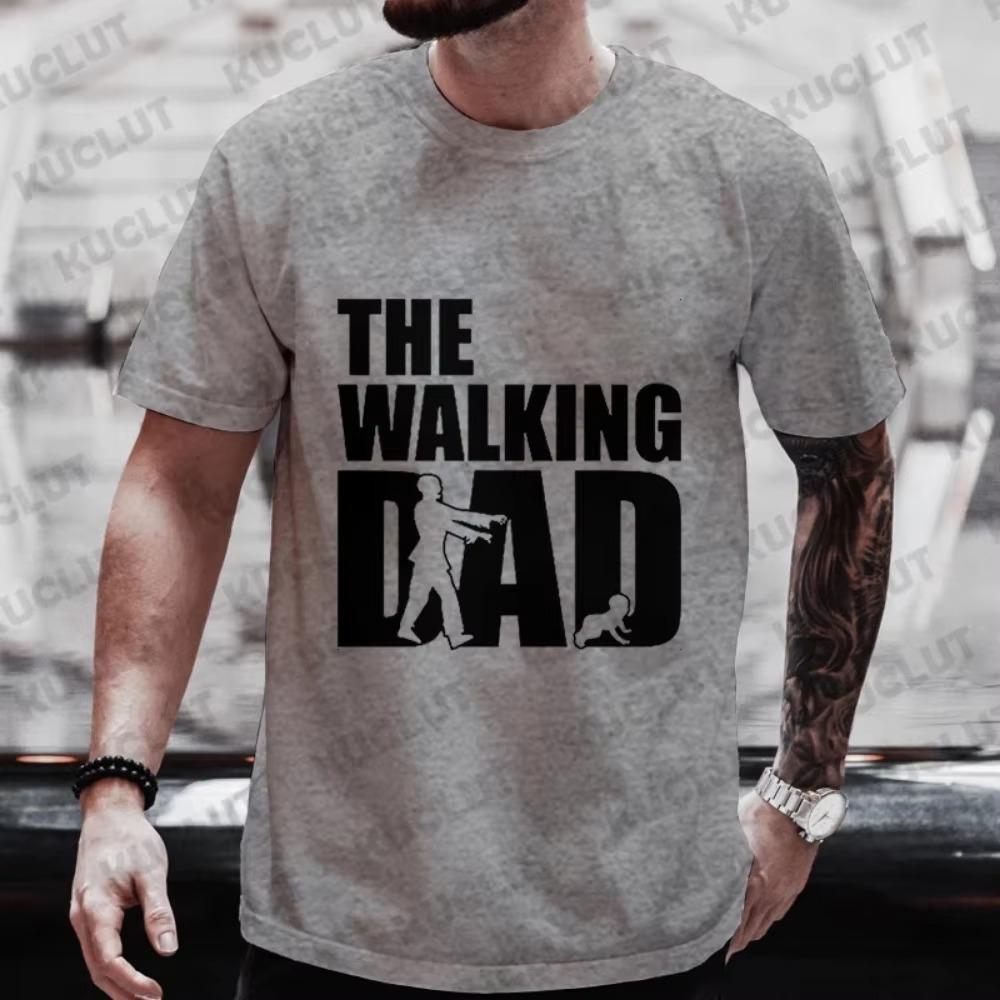 Стильные мужские футболки Футболка с принтом The Walking Dad Хип-хоп блузка Мужская спортивная футболка Мужские топы Харадзюку Футболка с коротким рукавом