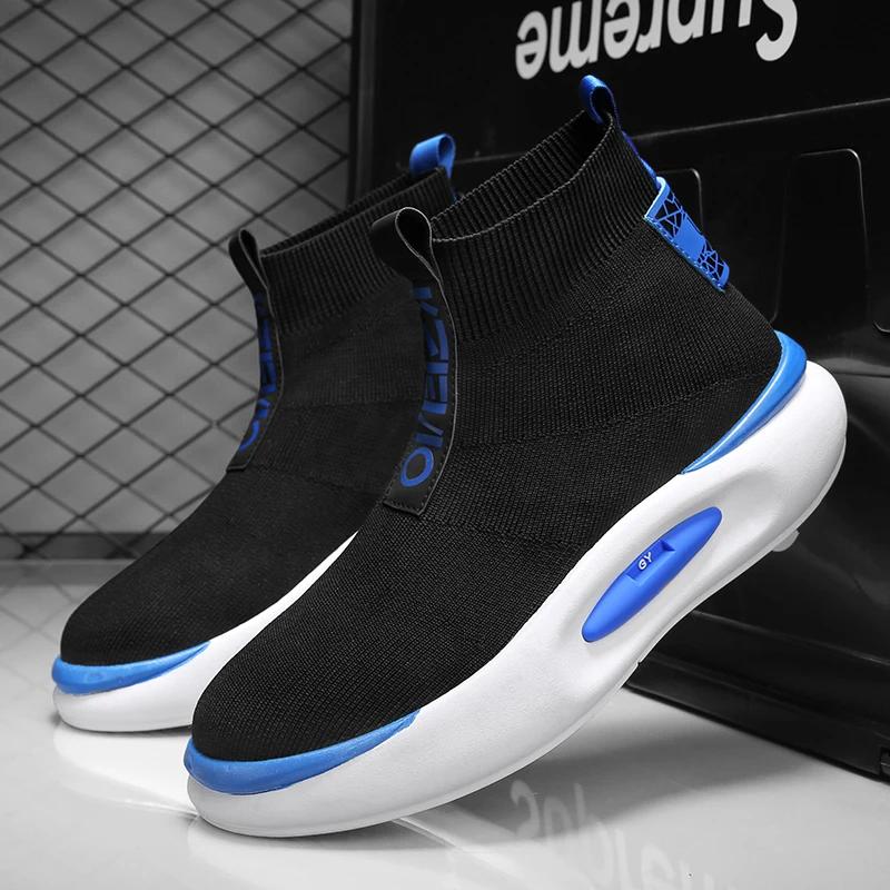 2025 Spring New Mens Casual Shoes Fashion High Elastic Socks Male Sneakers Comfortable Breathable Solid Color High-top Man Shoes