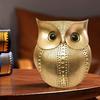 Modern Classy Lucky Owl Resin Art Figure Showpiece Golden 1 Piece