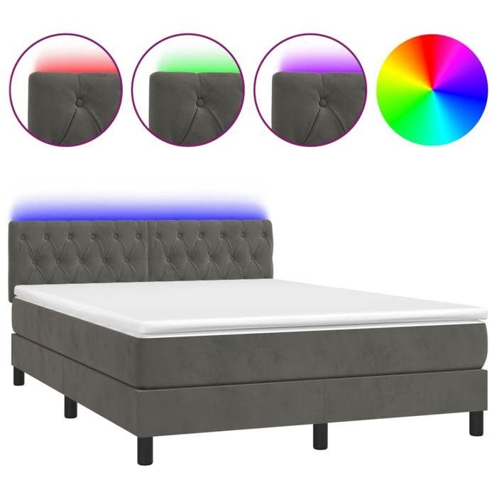 Maison Exclusive - Sommier à lattes de lit avec matelas LED Gris foncé 140x200 cm