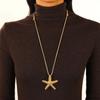 Minimally Designed Retro Style Personality Sea Star Conch Long Sweater Chain Pendant Necklace