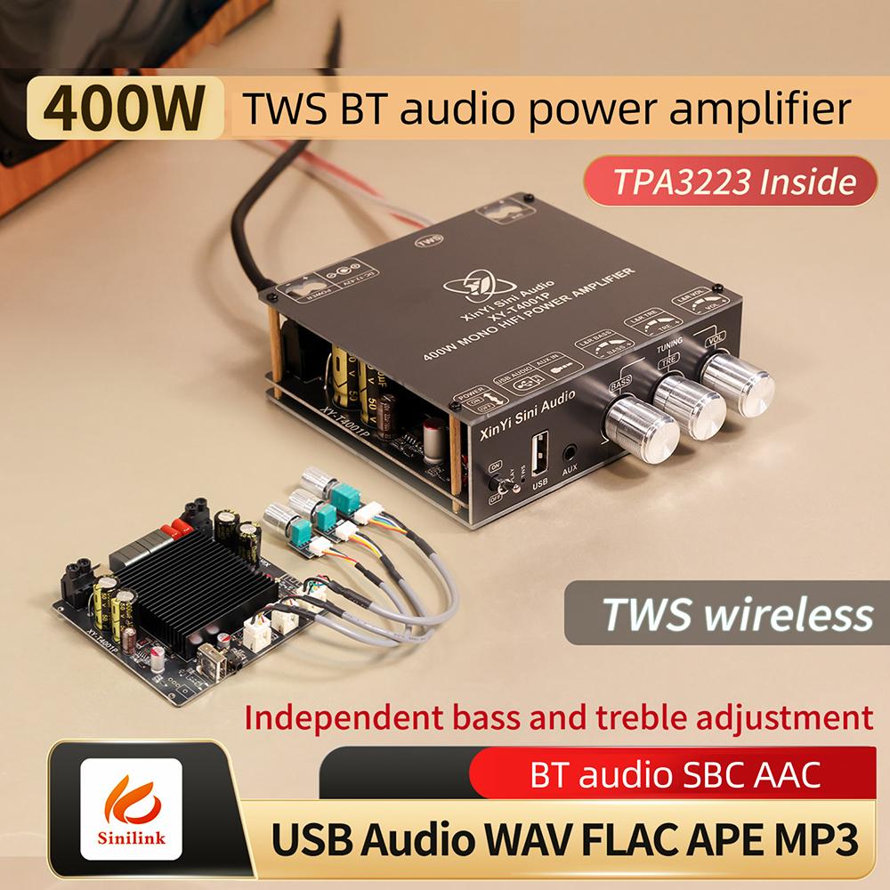 XY-T4001P 400W Bluetooth Amplifier Board TWS True Wireless Pairing Box with High Low Frequency Adjustment for Home Theater