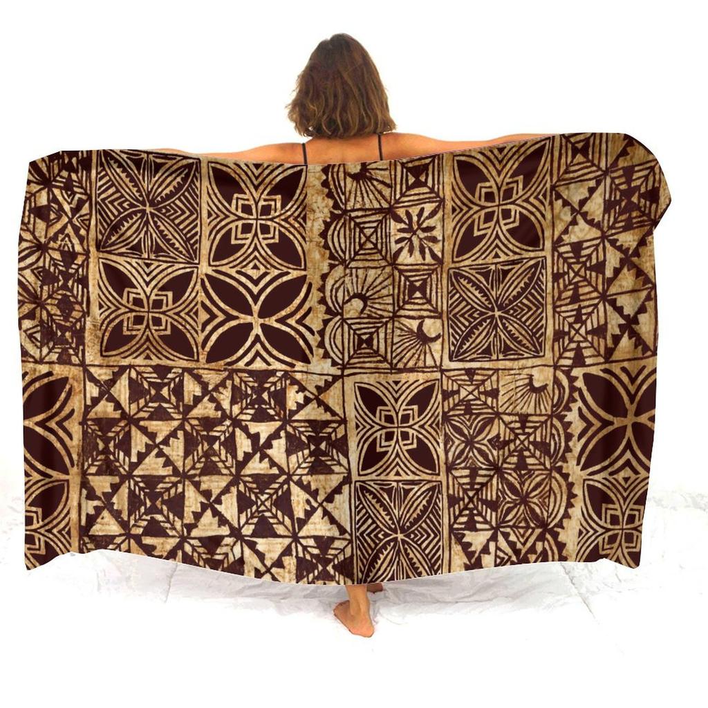 Summer Lightweight Women'S Sarong Shawl Polynesian Customizable Pattern Beach Essential Sun And Windproof Cape