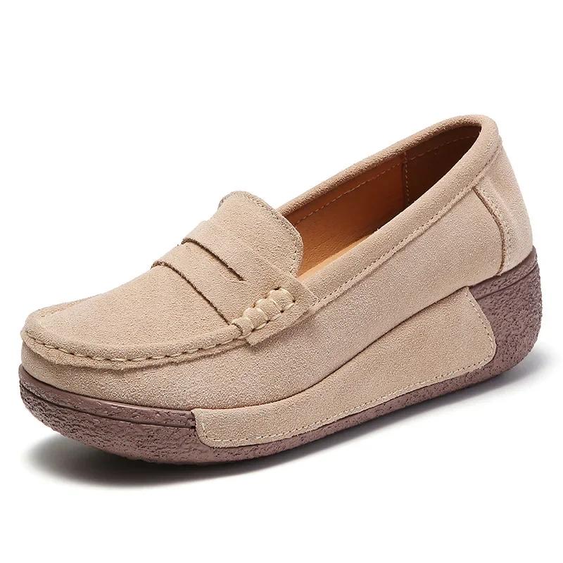 Модные кеды на толстой танкетке, корейские туфли на платформе Swing для женщин, повседневная обувь из матовой замши, ботильоны из искусственной замши