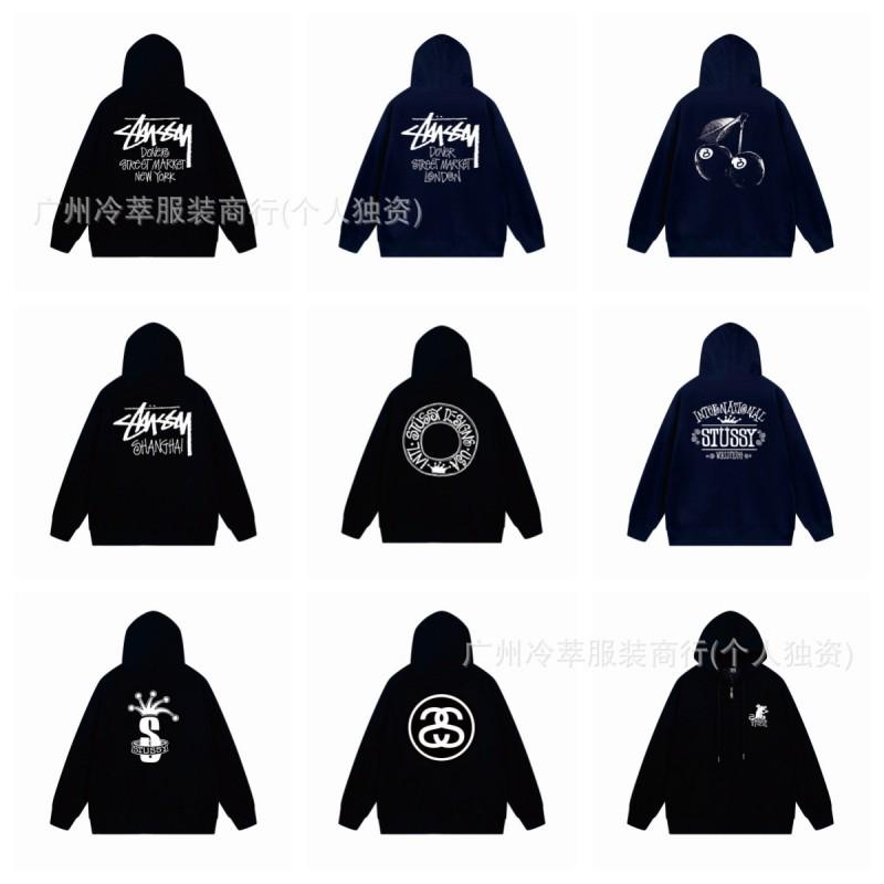 Unisex Hooded Zip-Up Fleece-Lined Sweatshirt With Letter Print Loose Fit Cotton Long Sleeve Men Women