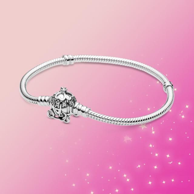 925 Sterling Silver Bracelet Moments Sparkling Moments Mouse Heart Clasp Snake Chain Bracelet Women for Jewelry GIFT