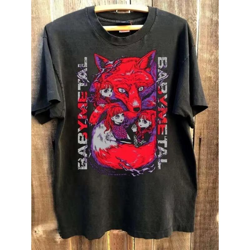 2026 Short Sleeved Black Retro Shirt Babymetal Rock Tour