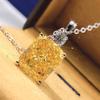 New Luxury Fashion Yellow Cubic Zirconia Wedding Necklace for Women Simple Elegant Lady's Jewelry Party Fancy Birthday Gift