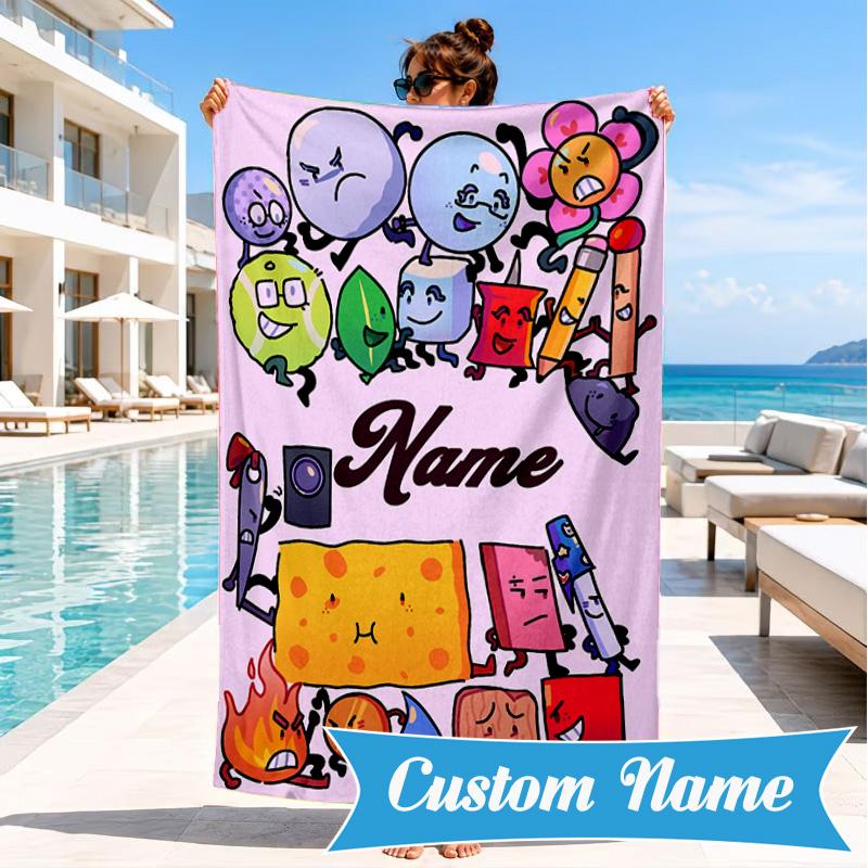 Custom Name Happy Anniversary Island Beach Towel Microfiber Beach Towel, Lightweight and Quick-Dry, for Summer Travel, Swimming Pool Gift