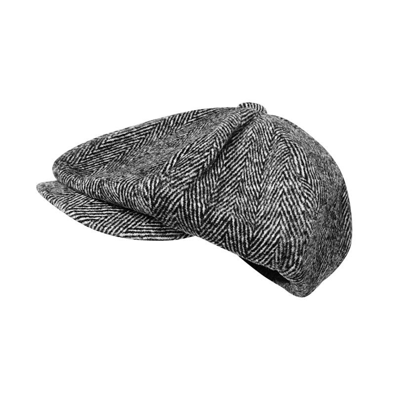 Hat Soft Wool Newsboy Cap Men Grey Herringbone Flat Caps Women Men British Painters Hat Soft Autumn Winter Hats Octagonal Cap BLM09