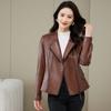 Spring and Autumn New Genuine Leather Jacket Women's Short Slim Vegetable Tanned Leather Jacket Motorcycle Jacket Single