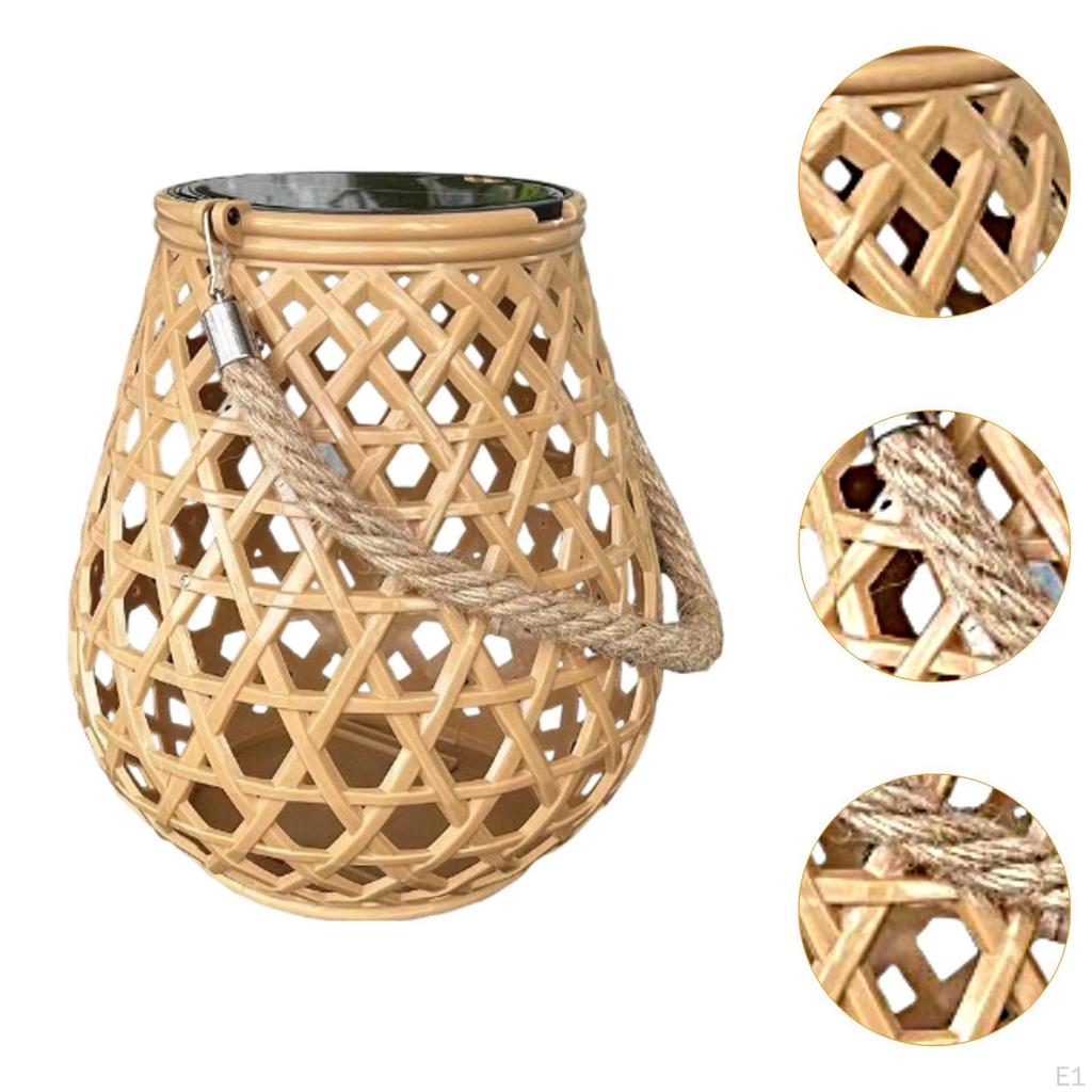 Outdoor Solar Lantern Imitation Rattan Table Lamp for Pathway Patio