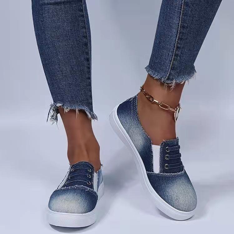 Модные женские парусиновые туфли 2024 года, повседневные парусиновые туфли, женские удобные туфли без застежек, женские туфли больших размеров, модные лоферы на плоской подошве Zapatillas De Mujer