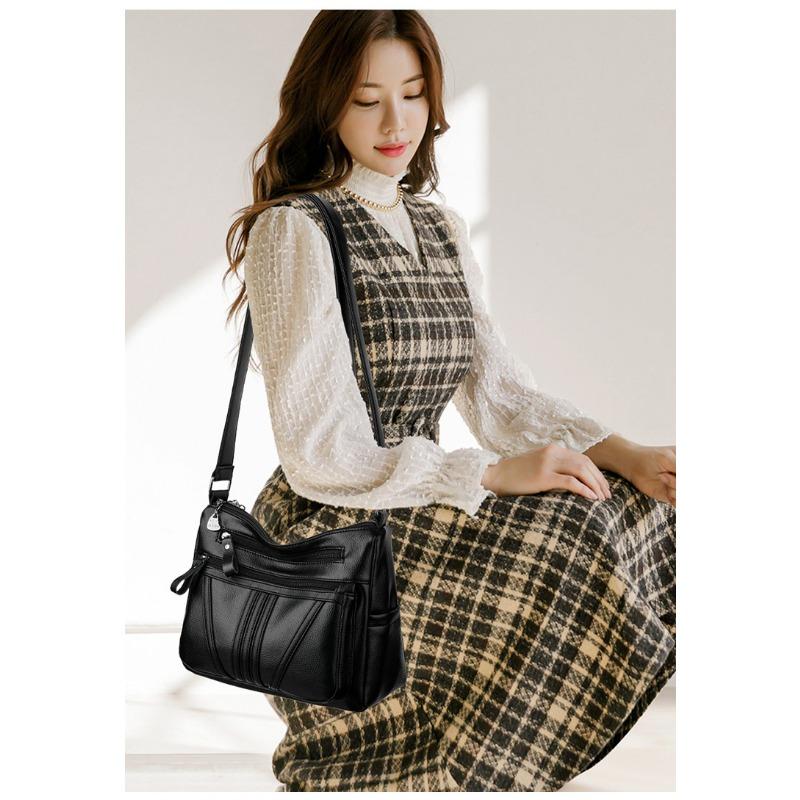 Middle-aged Bag Soft Leather Multi-layer Large Capacity Mother Bag Fashion All-in-one Crossbody Bag